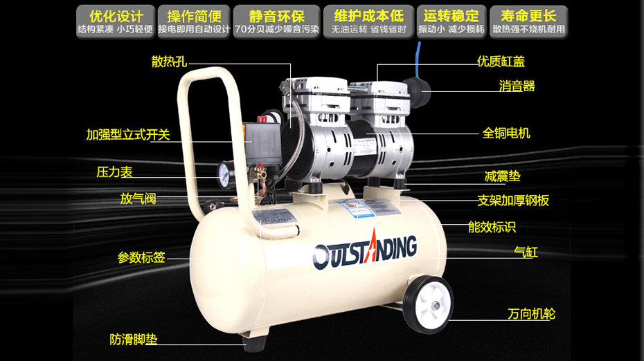 奧突斯靜音無油空壓機(jī)