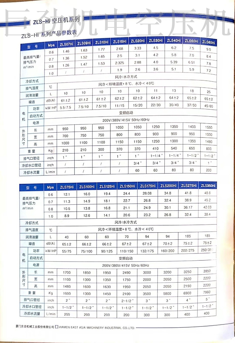 捷豹螺桿機參數